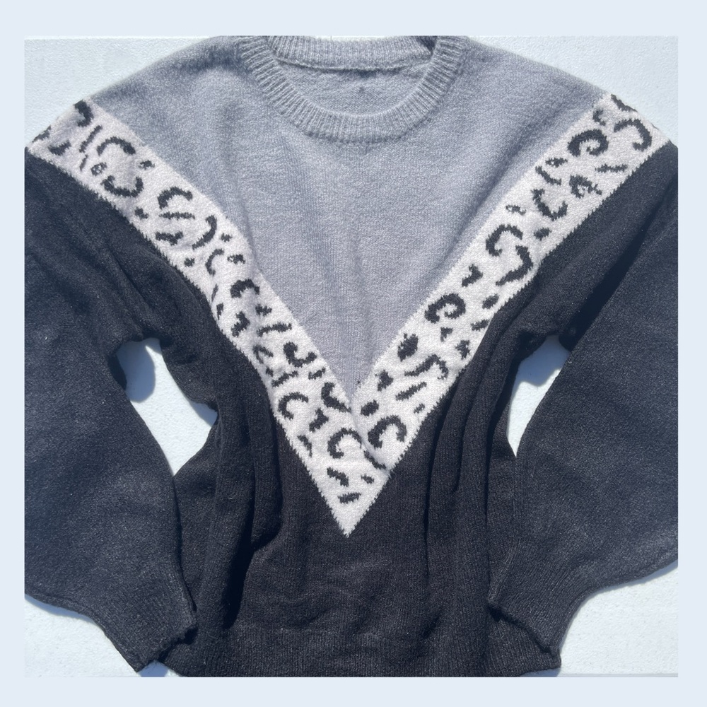Cheetah color block sweater